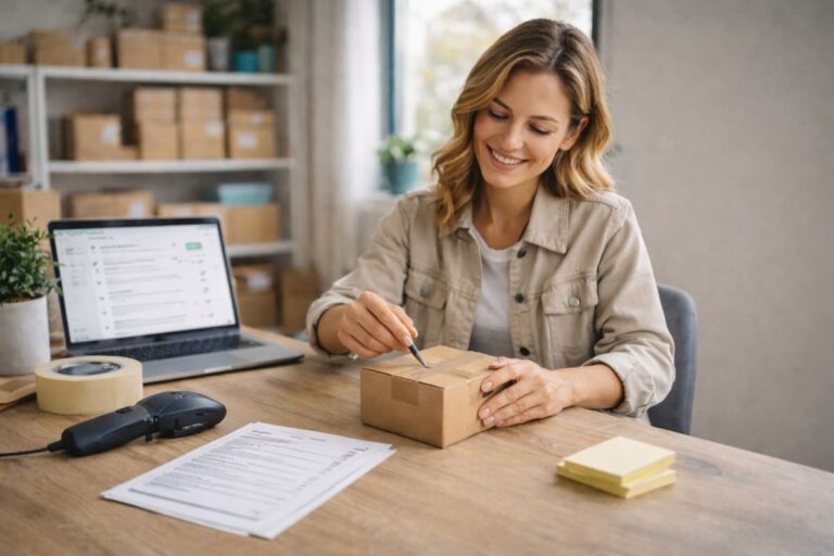 Women small business owner preparing an order from an online order system prepared by Asporea Digital - an expert WordPress Developer in Canberra.