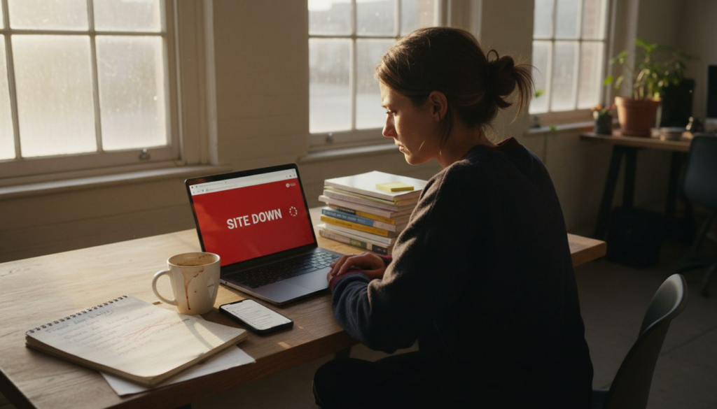 Small business owner stressed website problem