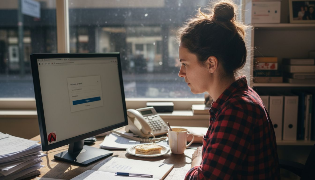 Small business owner checking website security