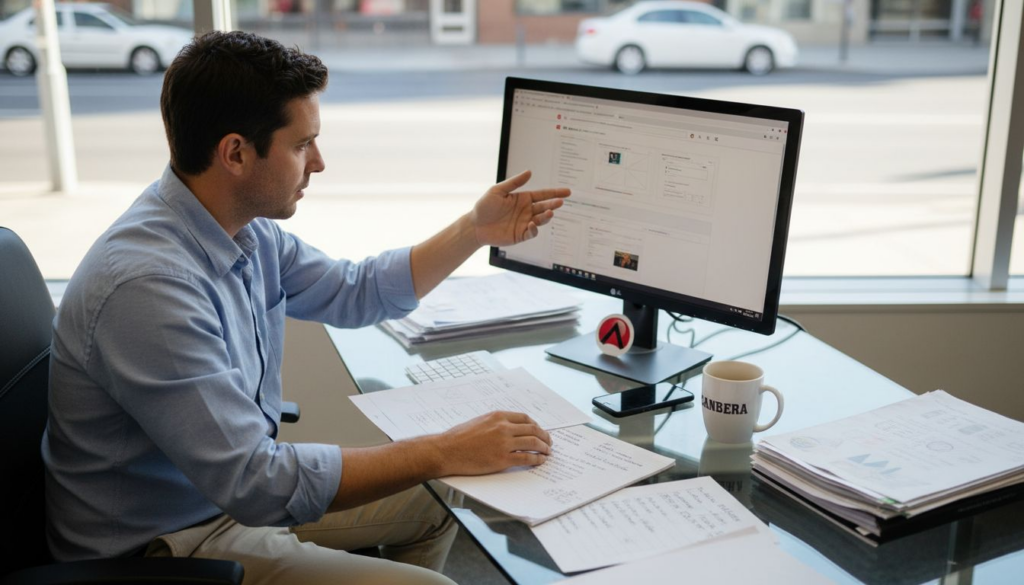 Canberra business owner reviewing website plans
