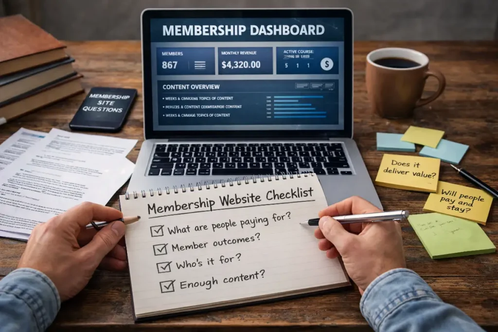 A membership website should clearly explain the offer, make joining easy, organise content properly, manage subscriptions, and create a smooth experience for members after login.