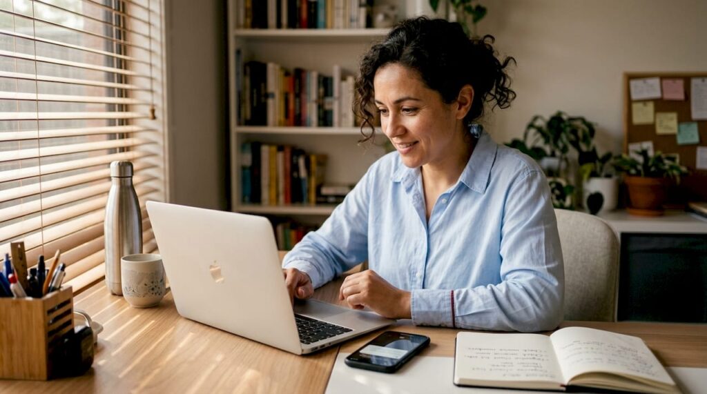 Business owner using email for automation
