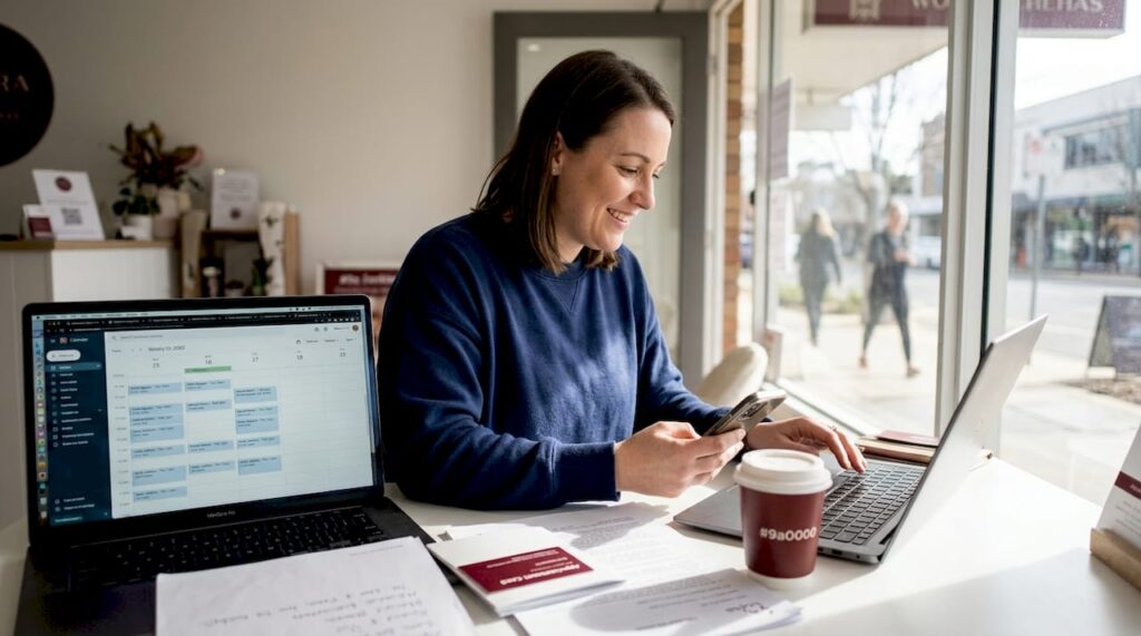 Canberra business owner updating booking system