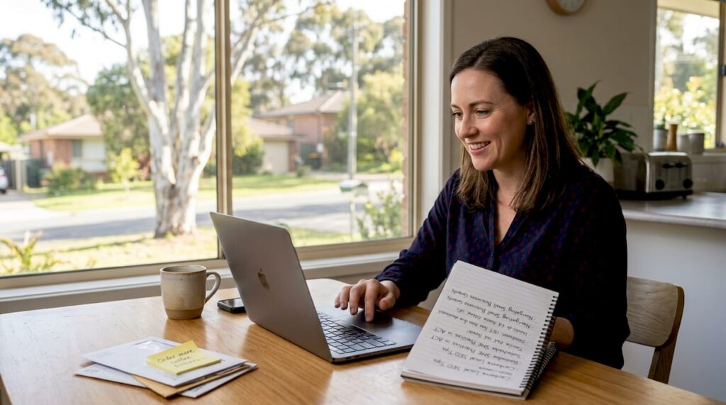 Canberra small business owner blogging at home