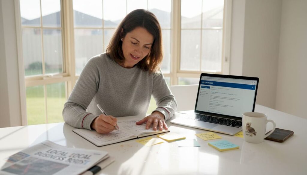 Business owner planning website launch