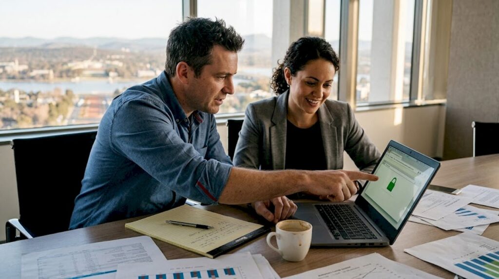 Business owner and IT consultant discuss website security