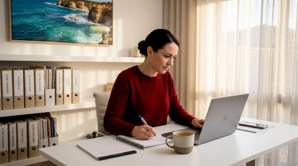 Small business owner working on WordPress site