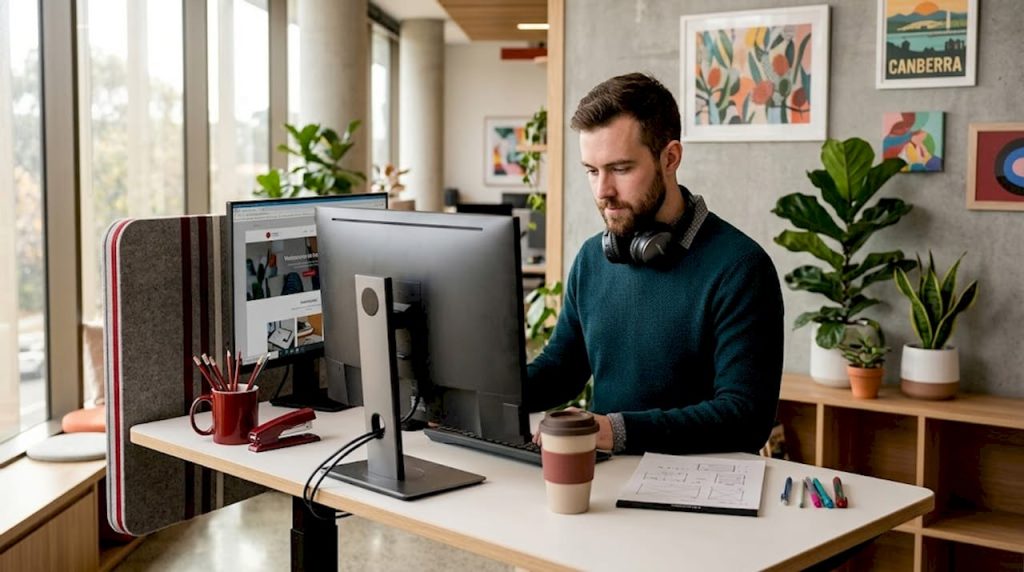 Web designer working in Canberra coworking space