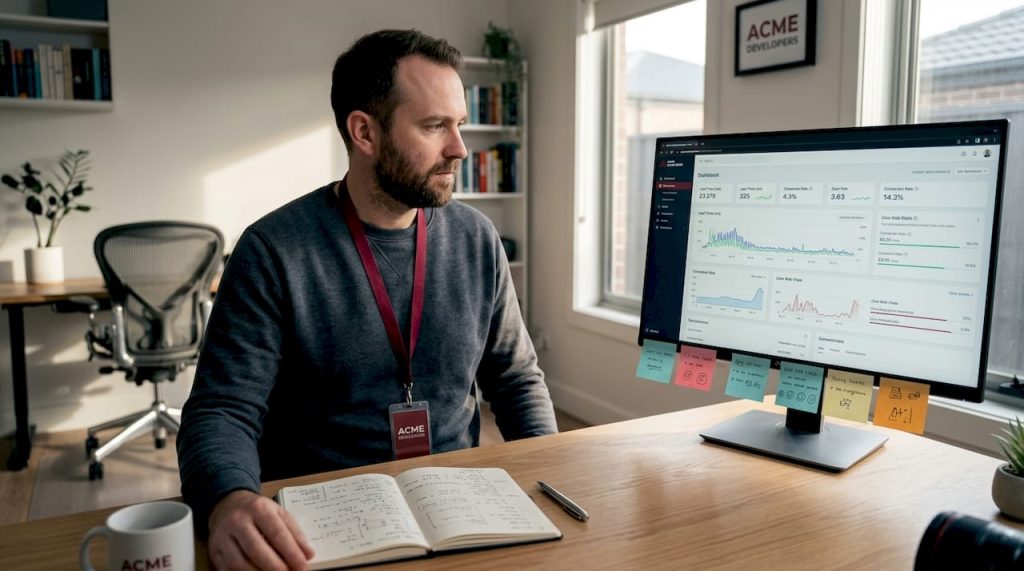 Web developer working on hosting performance