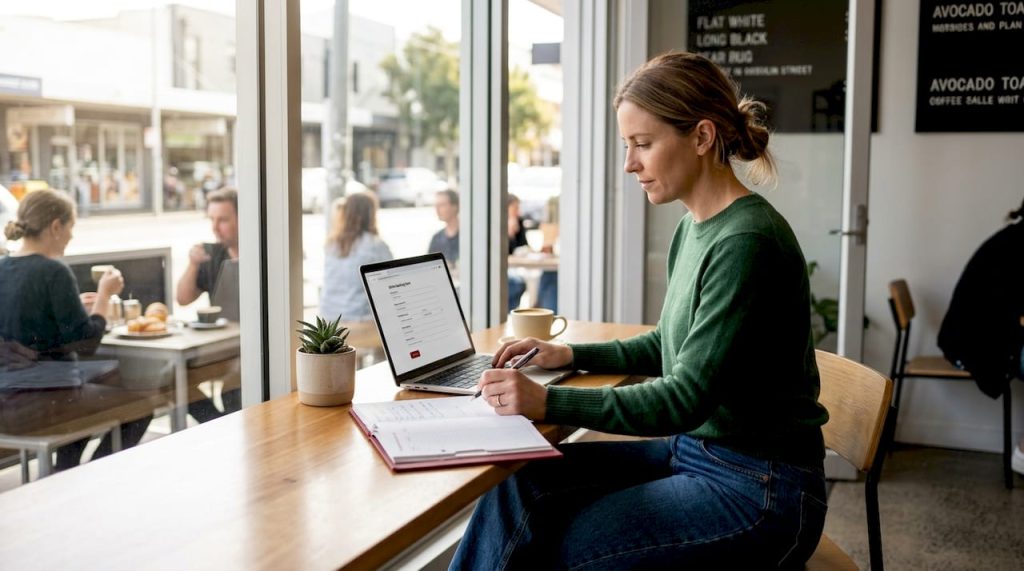 Staff completing service booking on computer