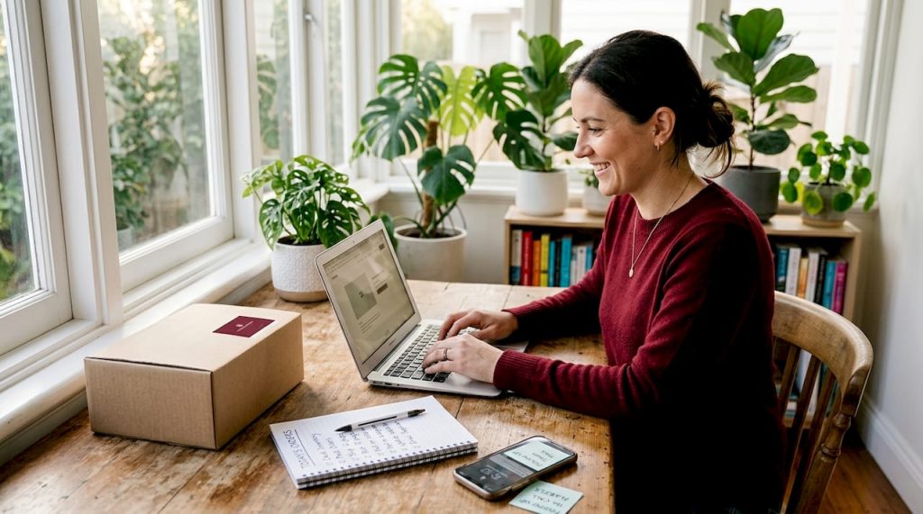 Small business owner planning ecommerce website