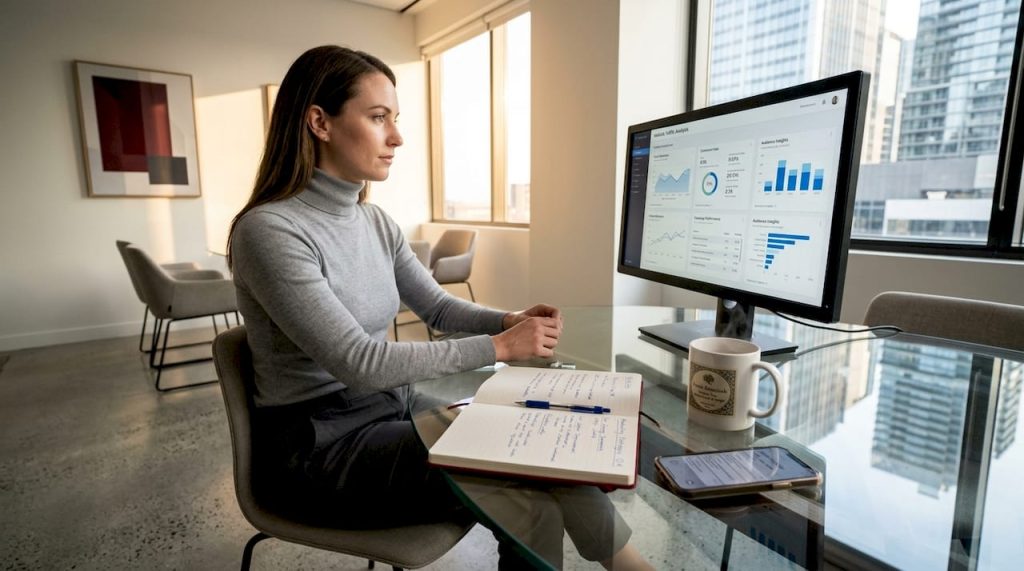 Business owner working on website optimization