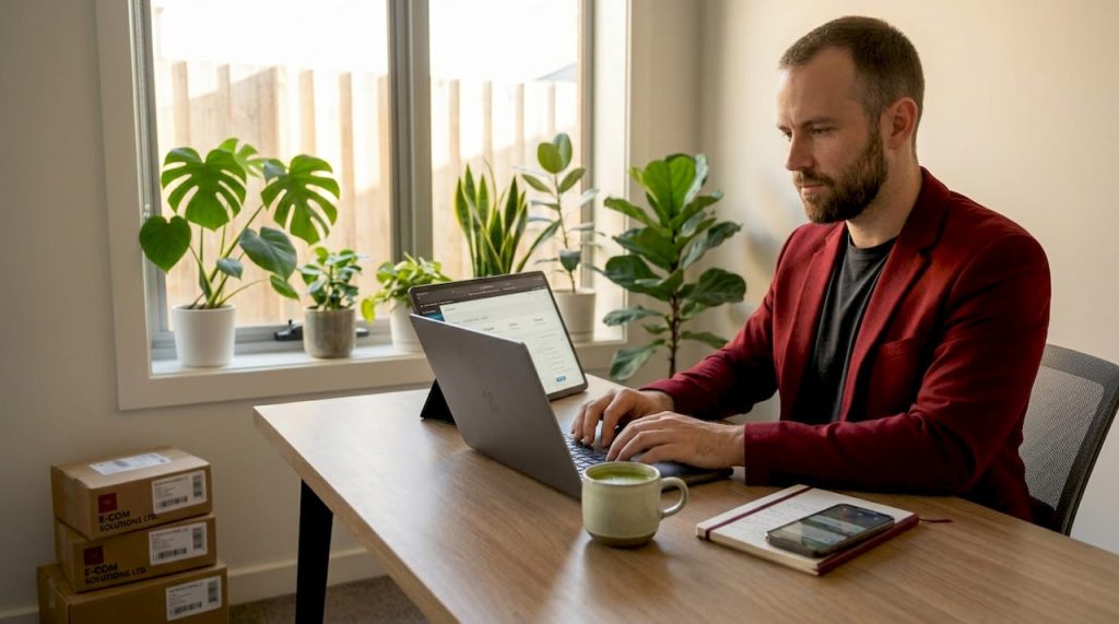 Small business owner managing WooCommerce store