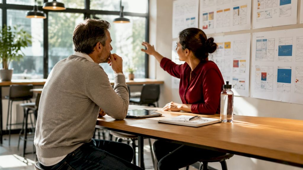 Web agency consultant meeting with client