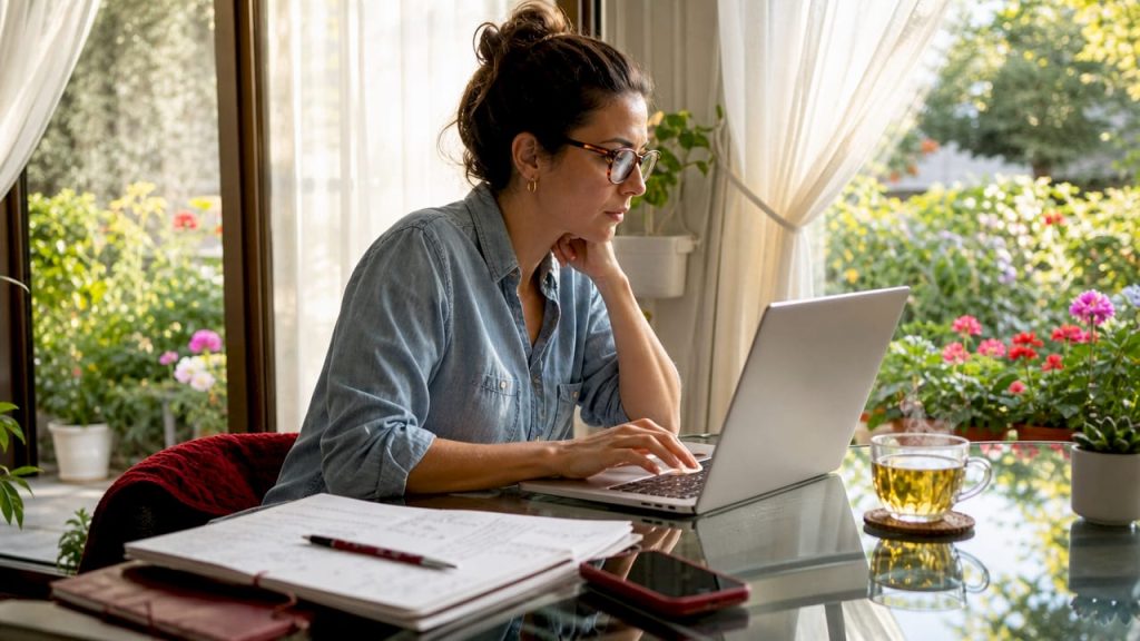 Small business owner configuring hosting settings