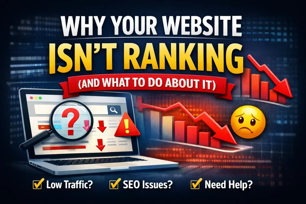 Course poster: Why your website isn't ranking and what to do about it. Free Course.