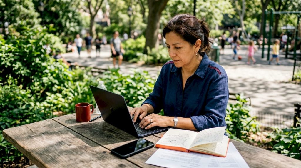 Small business owner working on content marketing