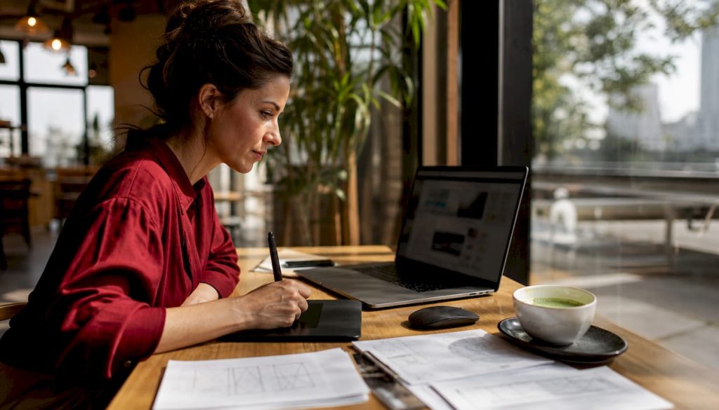 Web designer working on building package website